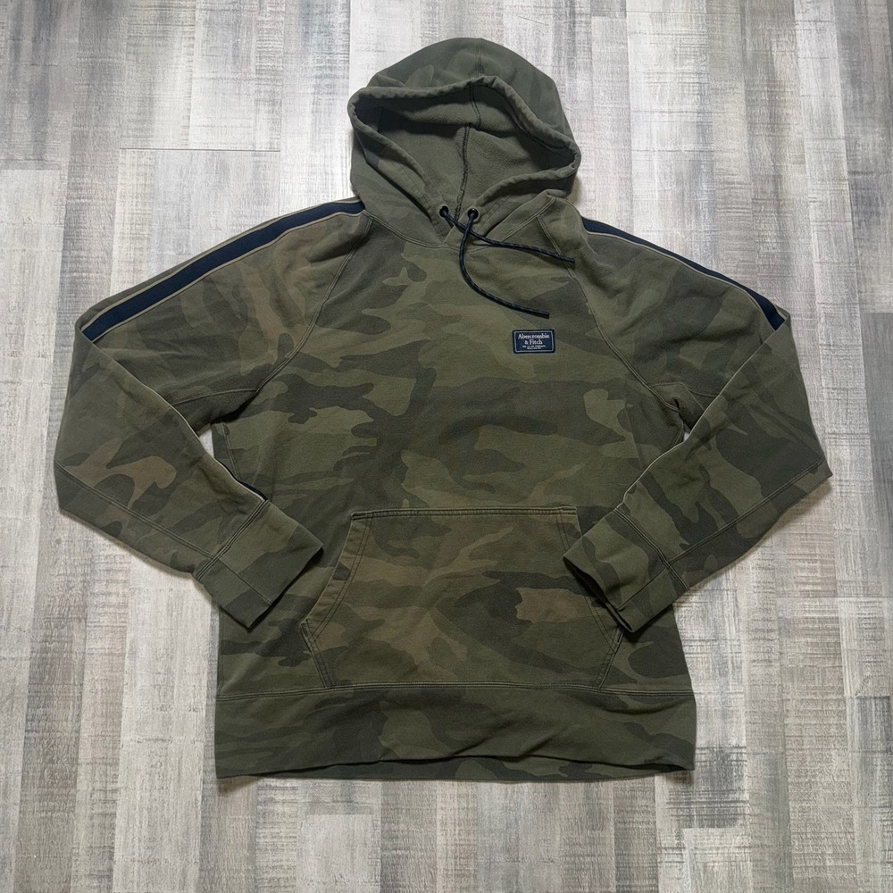 Abercrombie Fitch Camo Hoodie Men Size L Pullover Sweatshirt Hooded Woodland